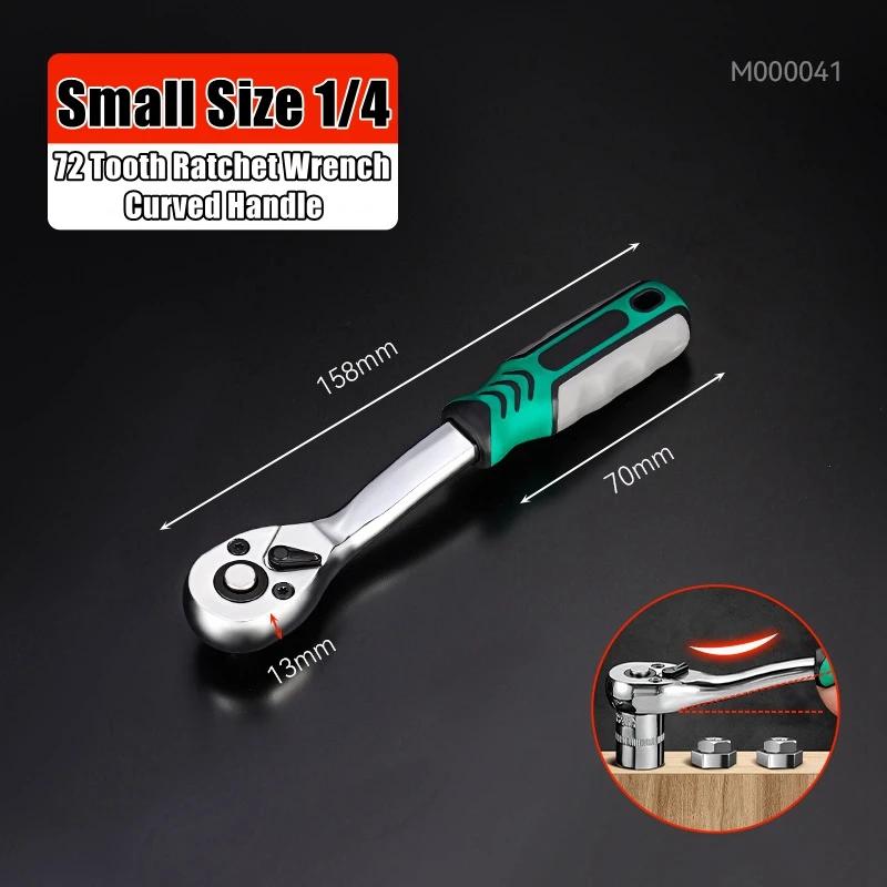 24/72 Tooth Quick Ratchet Wrench 1/2 1/4 3/8 3 Size Flying Wrenches Two-way Socket Wrench Repair Tools for For Vehicle Bicycle