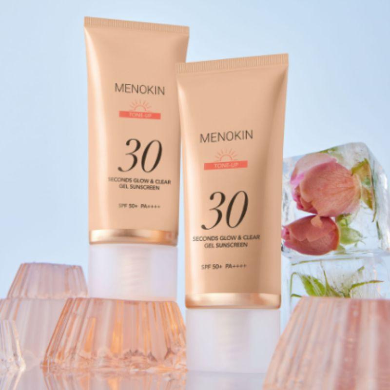 MENOKIN Glow & Clear Gel Sunscreen Tone-Up SPF50+ PA++++ Brightening Hydrating Korean Sunscreen No White Cast 50ml