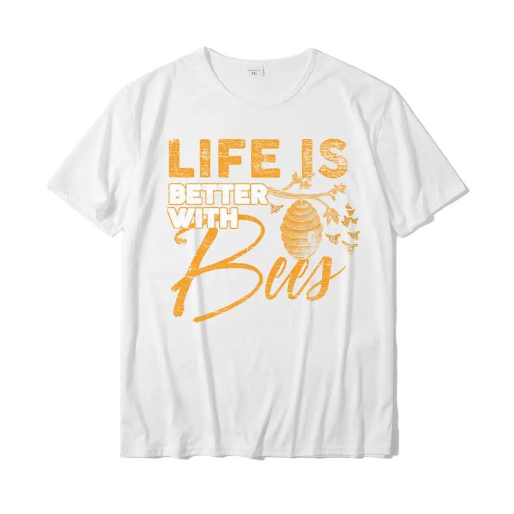 

Хлопок Жизнь лучше с пчелами Футболки с изображением пчел Мужская футболка Популярная вечеринка Хлопок Мужские футболки с принтом XXXL белый