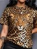Leopard Print Women's T-Shirt Short Sleeved Tops Summer Casual Women's Crew-Neck Y2k Clothes T-Shirt Outdoor Street Elegant Top