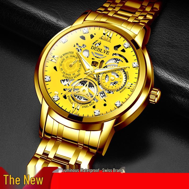 Men's Luminous Waterproof Quartz Wristwatch with Steel Band