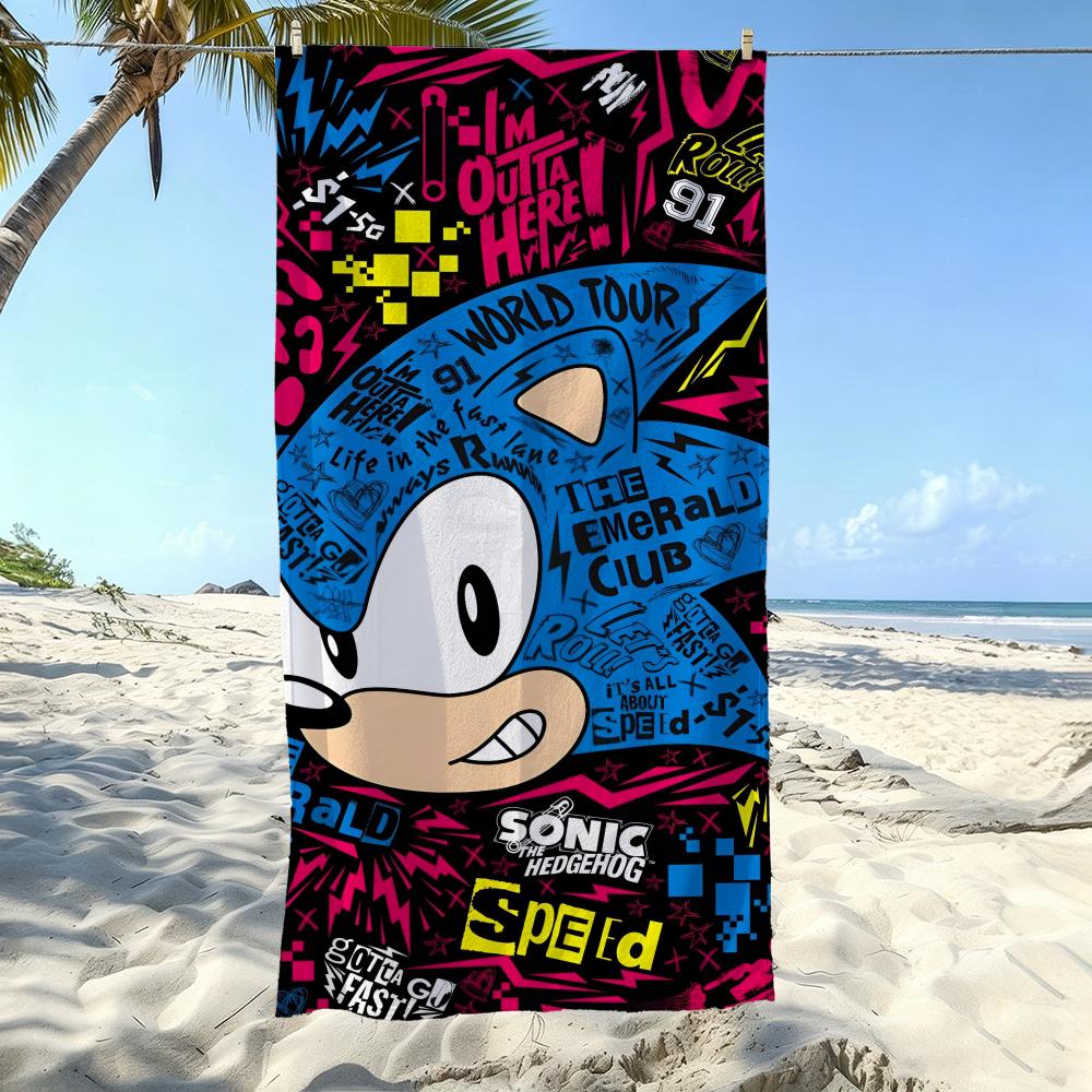 Speed S-Sonic The Hedgehogs Towel Kids Microfiber Quick Dry Sandproof Towel, Boys Girls Summer Pool Beach Swim Towel