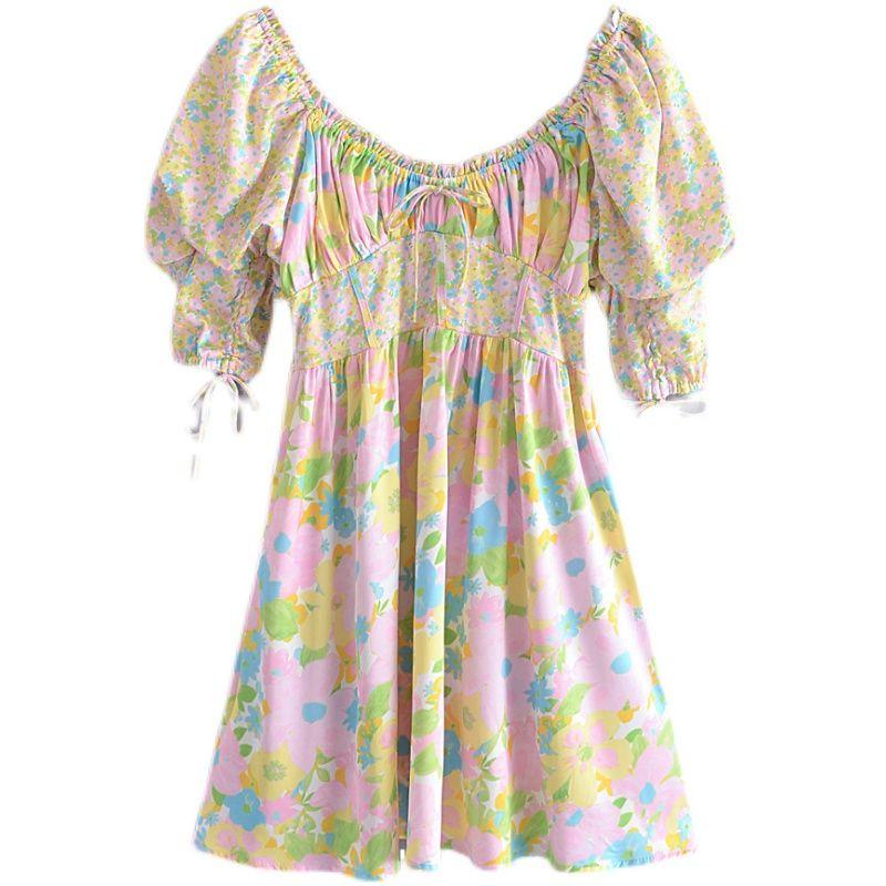 

Blogger New Arrival Silm Girl s Dress Slim Looking Florals Print 6615 as shown(High quality) S