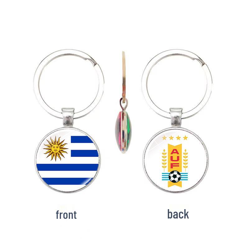 World Cup Top 32 National Flags & Team Emblems Double-sided Keychain