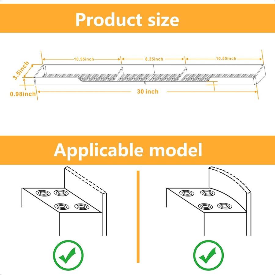 

Силіконова полиця для плити 30 Магнітна полиця над плитою з нульовим встановленням Полиця для спецій з перегородкою та периметральною огорожею United States
