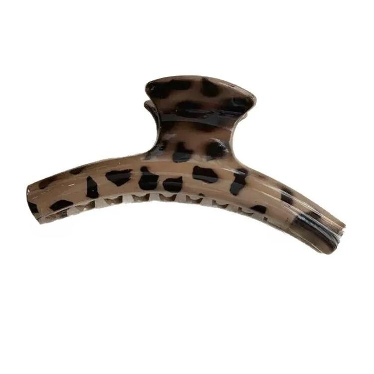 1Pc Vintage Leopard Print Large Shark Hair Claw Clip Women Elegant Geometric Catch Clamp Hairgrip Hold Hair Styling Accessories