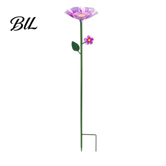 Outdoor Garden Decor Metal Flower Stake Bee Watering Station Bird Bath Butterfly Water Feeder with for Pollinators Birds Yard Patio Floral Sculpture