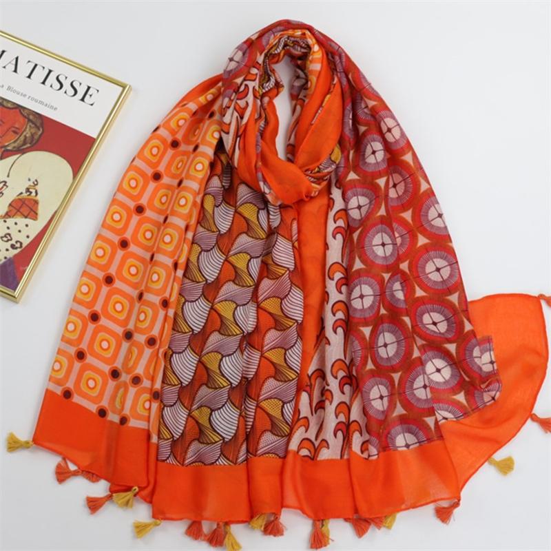 Luxury  Cotton Viscose Scarf Women Aztec Floral Patchwork Tassel Shawls And Wraps Echarpe Pashmina Bufandas 180*90Cm