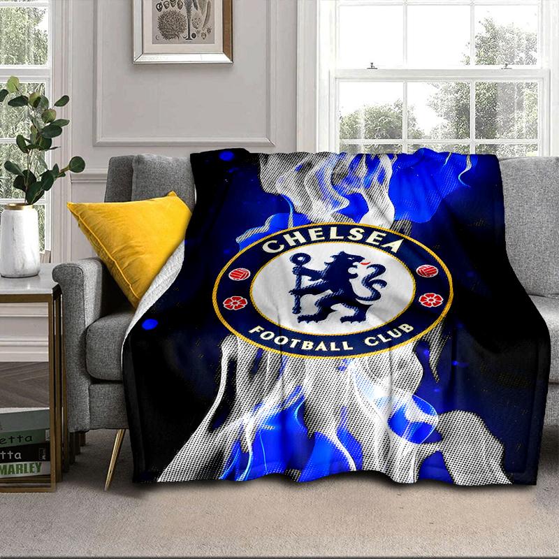 Football Club Emblem Lion Blanket Flannel Blanket for Bed, Sofa, Camping, Hiking, Picnic Essentials, Gift for Family Fan Gifts