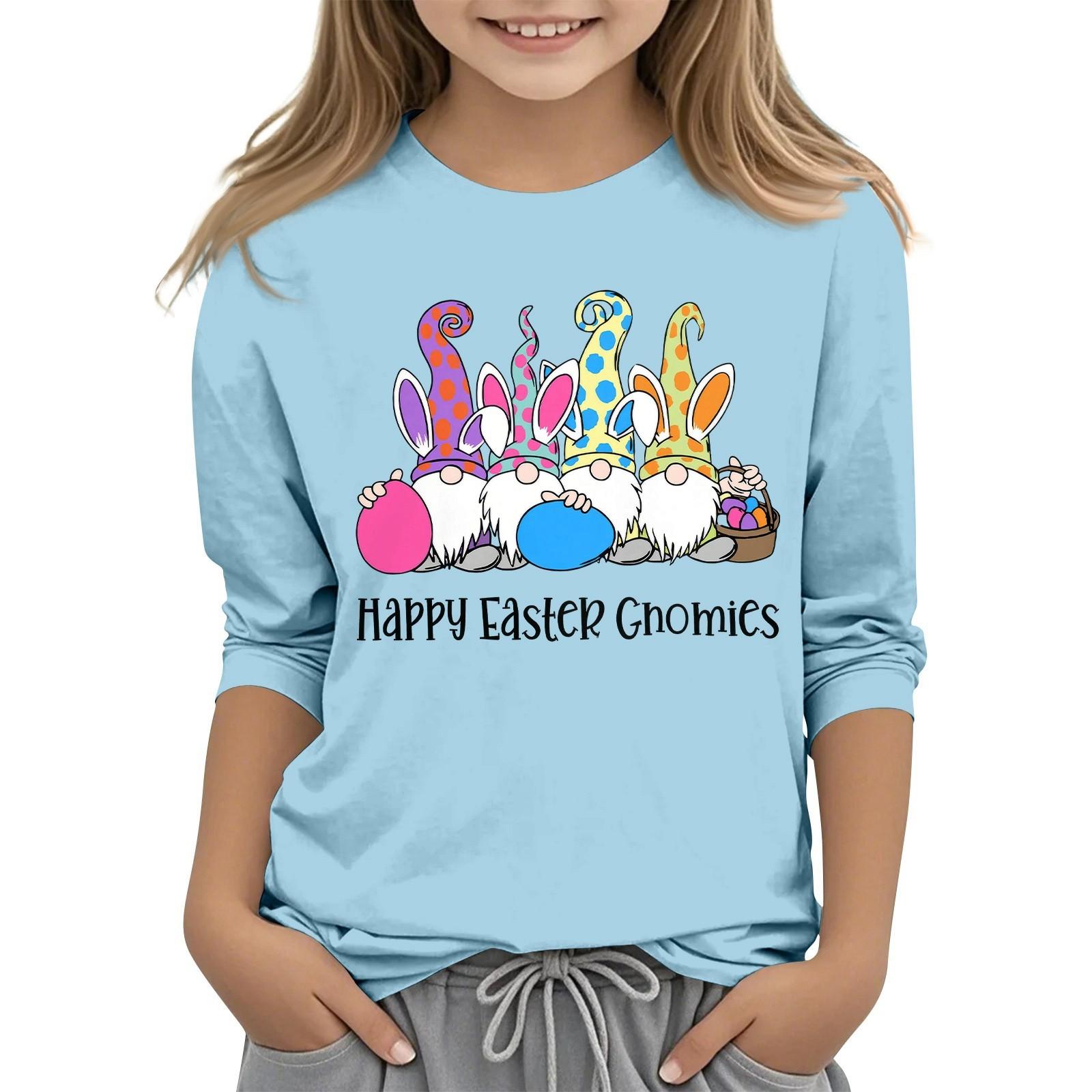 

Повседневная футболка с круглым вырезом и пасхальным принтом, с рукавами 7 точек для детей 150