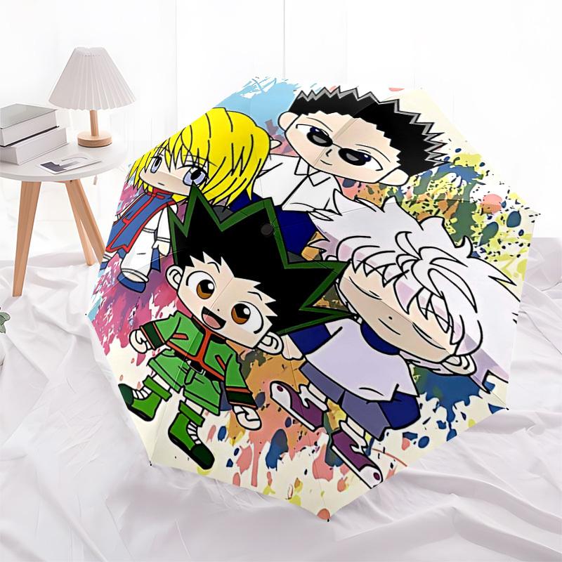 1pc Hunter x Hunter Chibi Characters Umbrella, Automatic Opening, Foldable Design, Iron Frame, Outdoor Use, Gift for Fans, Travel, Daily Use, Festival