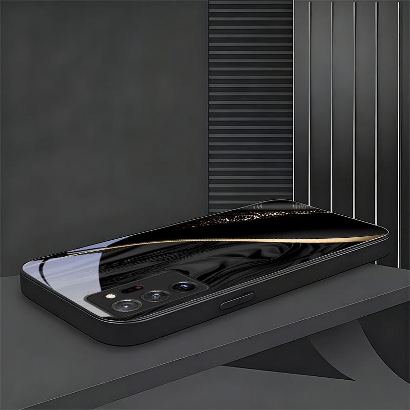 Silk Golden Line Black Phone Case For Samsung Galaxy Note 10 20 A 06 A07 12 A13 A14 A15 A16 A17 A22 A23 A24 A25 A26 Glass Cover