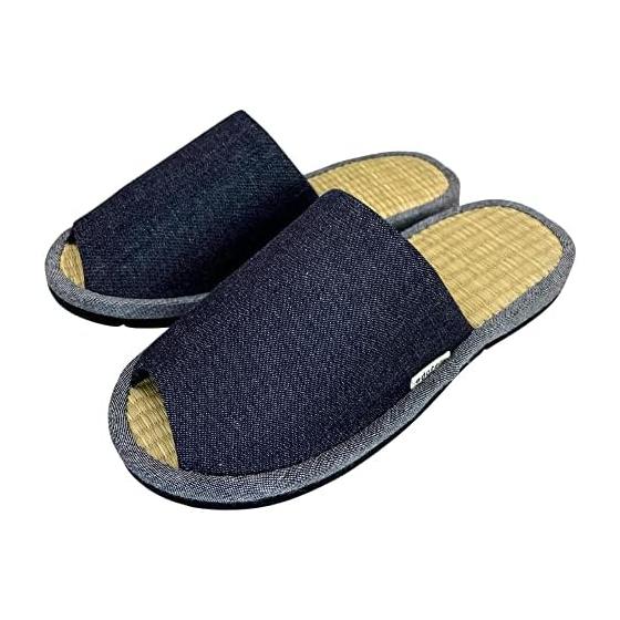 

[Edoten] Slippers, Indoor Shoes, Igusa, Made in Japan, Okayama Denim, Front Opening, Room Shoes, For Guests, For Home Use, Men s, Women s, Felt
