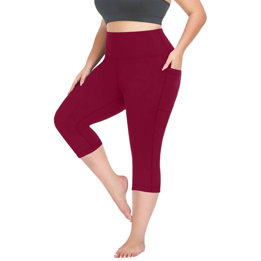 Women's Fashionable Casual Plus Size Athletic Leggings With High Waist And Butt-Lifting Effect 7/8 Length Yoga Shorts