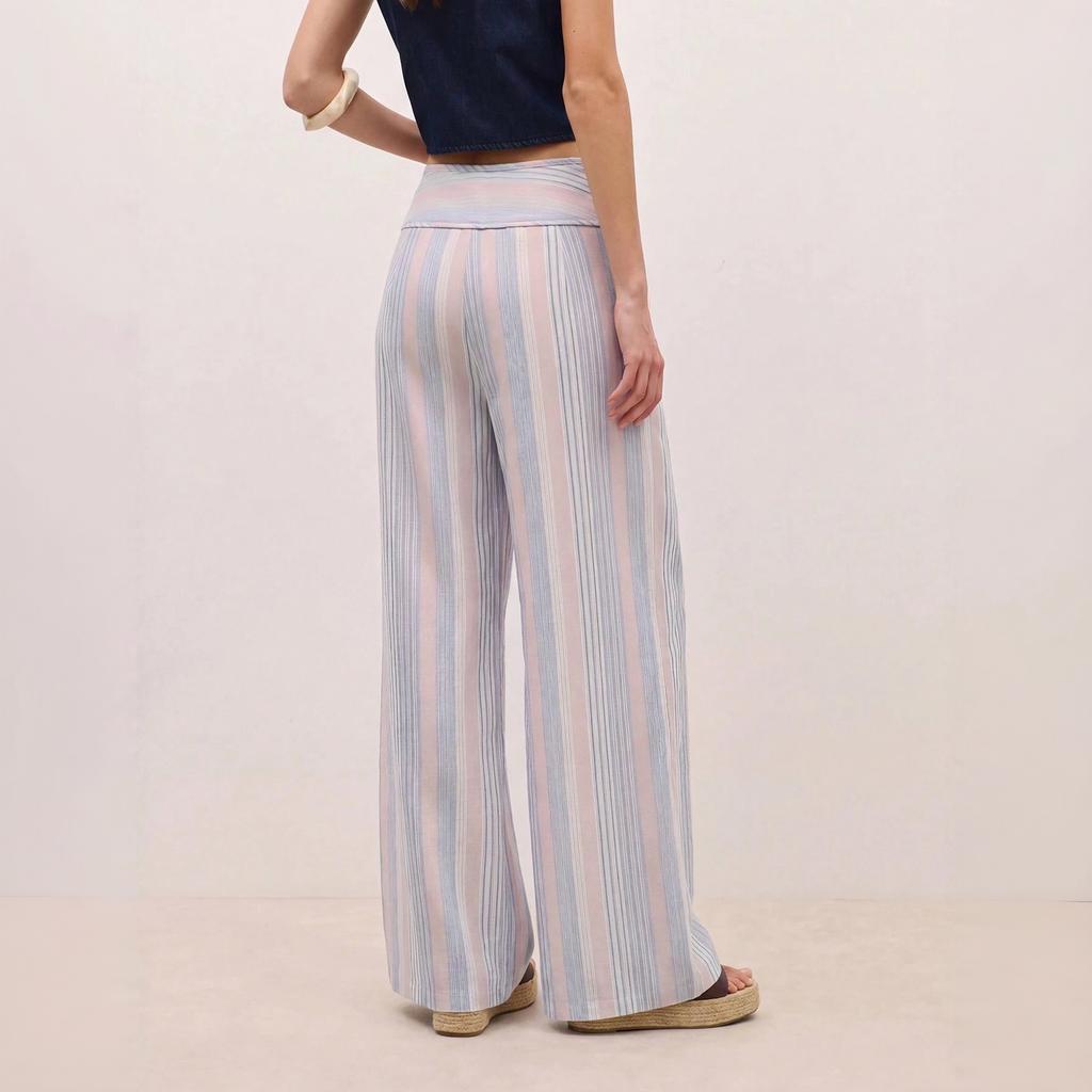 Women's High-Waisted Striped Wide Leg Pants with Tie Waist for Casual Vacation Wear