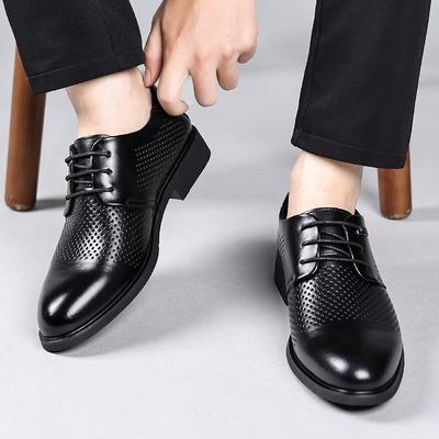 Marke Herren Bequeme Echtes Leder Sommer Hohl Atmungsaktiv Derby Lederschuhe Hohe Qualität Herren Schnürschuhe Herrenschuhe
