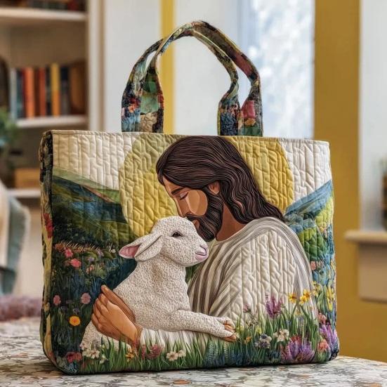 Quilted Vintage Handbag Women Tote Bag Shoulder Bag Machine Washable Floral Purse for Commuting Travel Grocery Shopping Beach