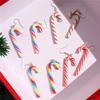 10pcs/set Cute Christmas Candy Cane Earrings Set Soft Clay Rainbow Striped Pendant Festive Holiday Lovely Women Girl Accessories