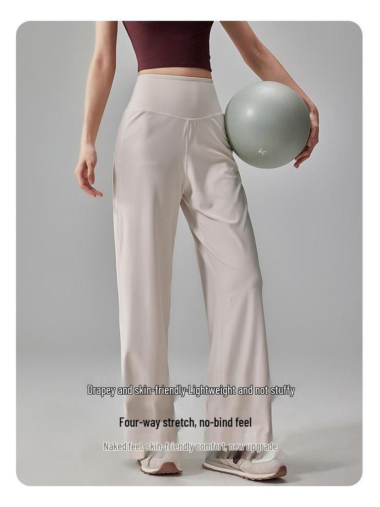 Women's Quick-Dry High Waist Yoga Pants - Slimming, Breathable, Straight-Leg Fitness Pants for Fall and Winter.