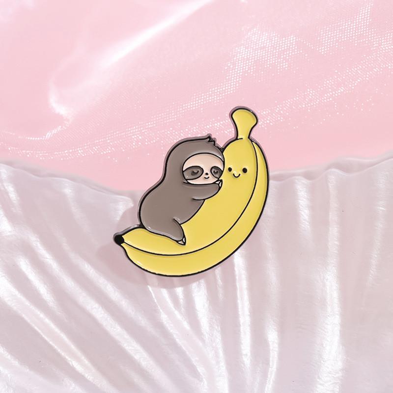 Bedårande Tecknad Sengångare Metallmärke Emaljstift Rolig Kaffe Donut Banan Brosch Tillbehör För Alla Åldrar