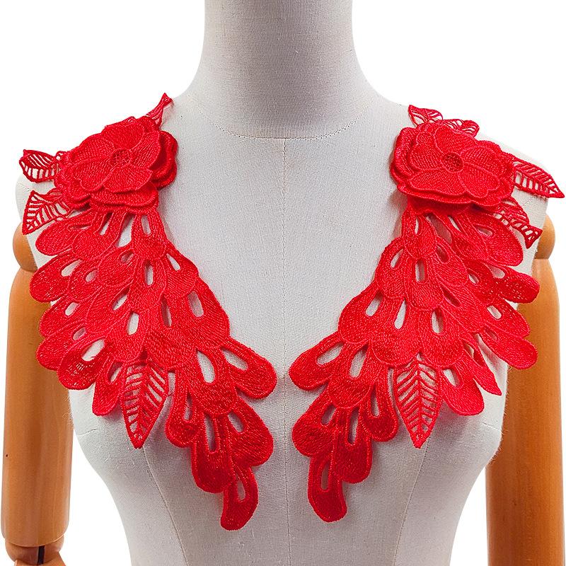 Water-soluble lace collar, polyester silk embroidered corsage, three-dimensional hollow pair, decal, wing DIY accessories