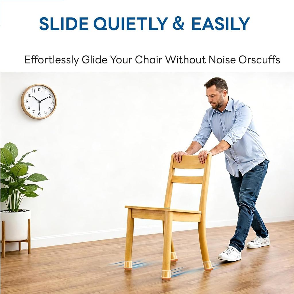 24 Pcs Chair Leg Floor Protectors for Hardwood Floors Silicone Covers Felt Pads Furniture Leg Caps Anti-Scratch Reduce Noise Fit 14-40mm