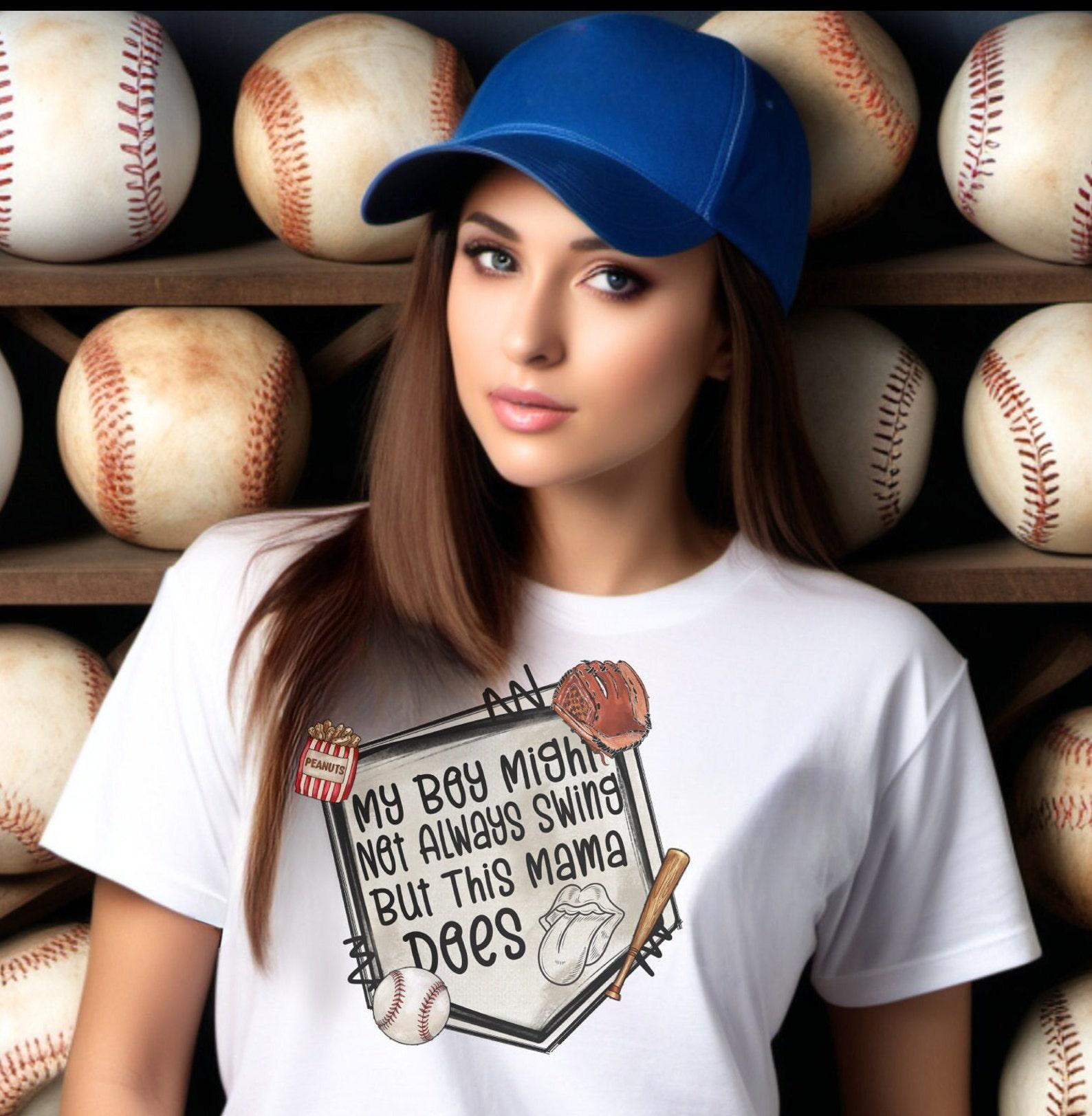 Baseball Mom Shirt My Boy May Not Always Swing But This Mama Does T-Shirt Baseball Mom Tee Shirt Baseball Mama TShirt Gift (More colors) 2XL
