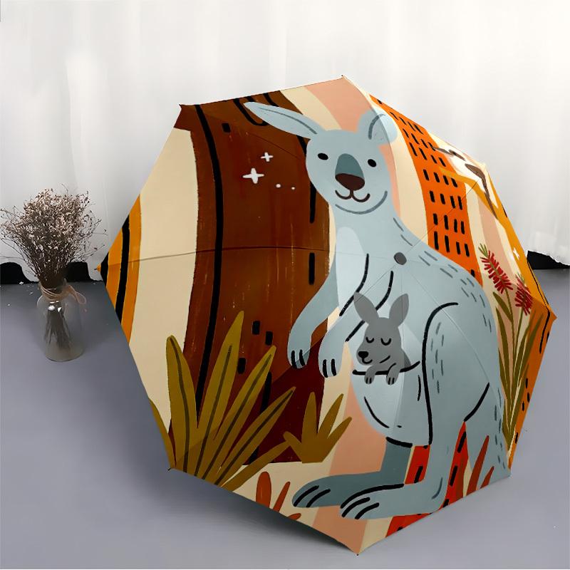 1pc Kangaroo Bush Automatic Open/Close Folding Umbrella - Compact 8-Rib Design, Daily Use, Perfect Gift for Friends & Family yy260327100