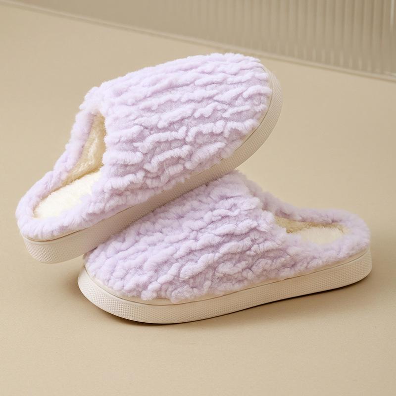 New Cross Plush Cotton Slippers Women's Autumn and Winter Non-slip Indoor Home Thick Bottom Warm Cotton Drag Men's