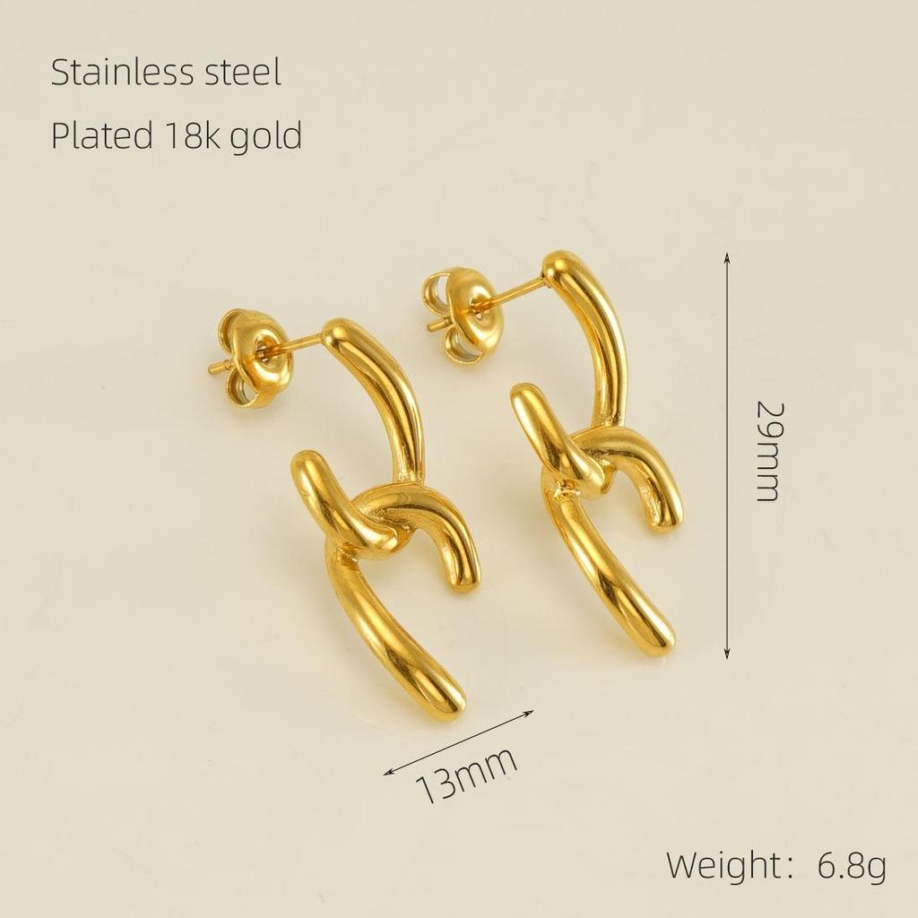 European & American Minimalist 18k Gold-Plated Stainless Steel Geometric Earrings