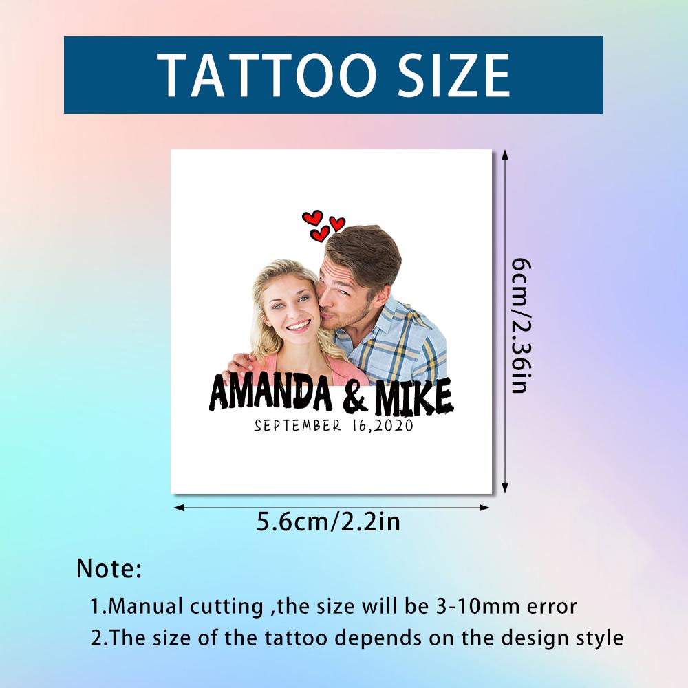 

15pcs Wedding Couple Face Photo Temporary Tattoos Sticker Personalised Bride and Groom name date Wedding Anniversary Decorations