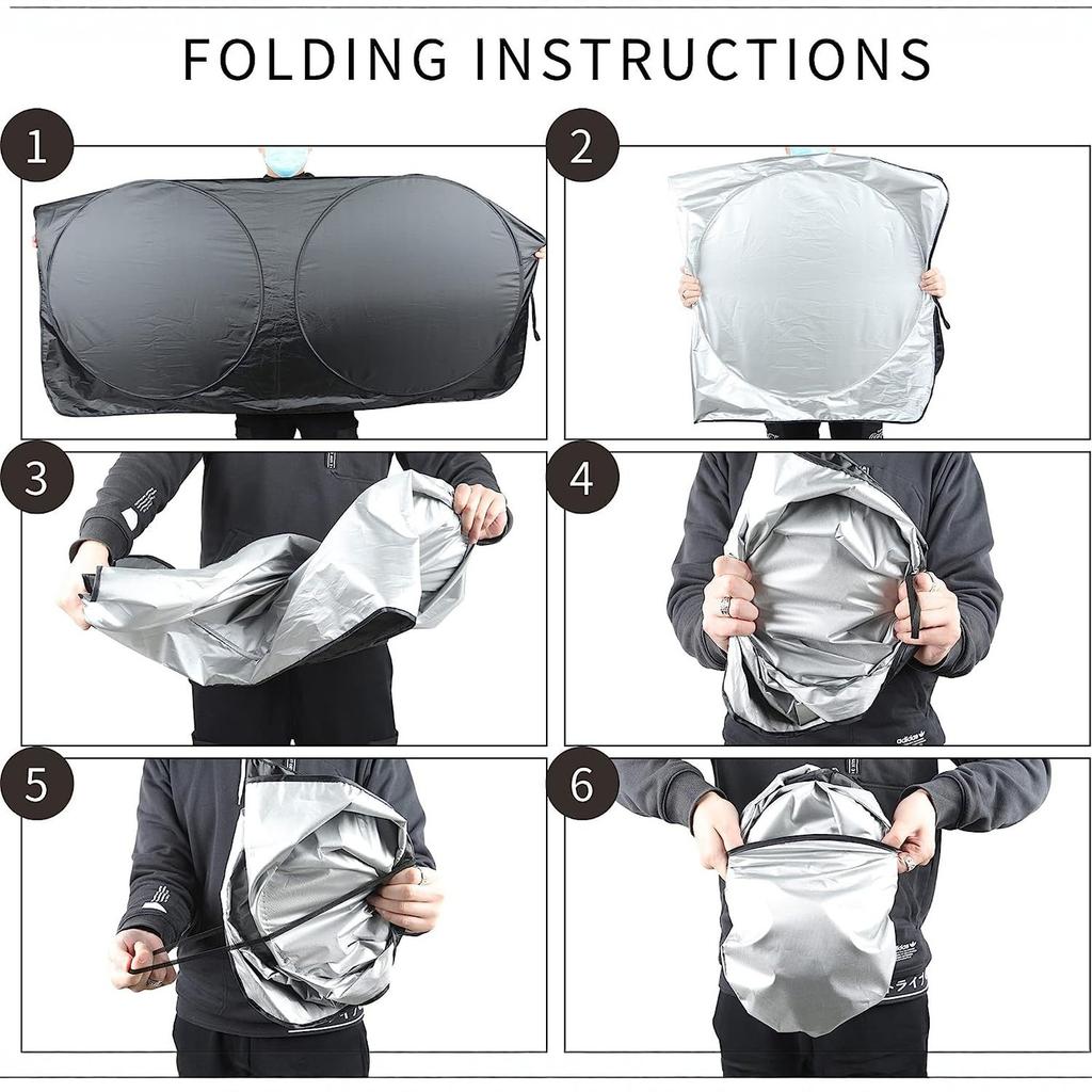 Foldable Car Windshield Sunshade with Storage Bag Universal Front Window Sun Shade UV Protection Blocker for Vehicles 160x86CM