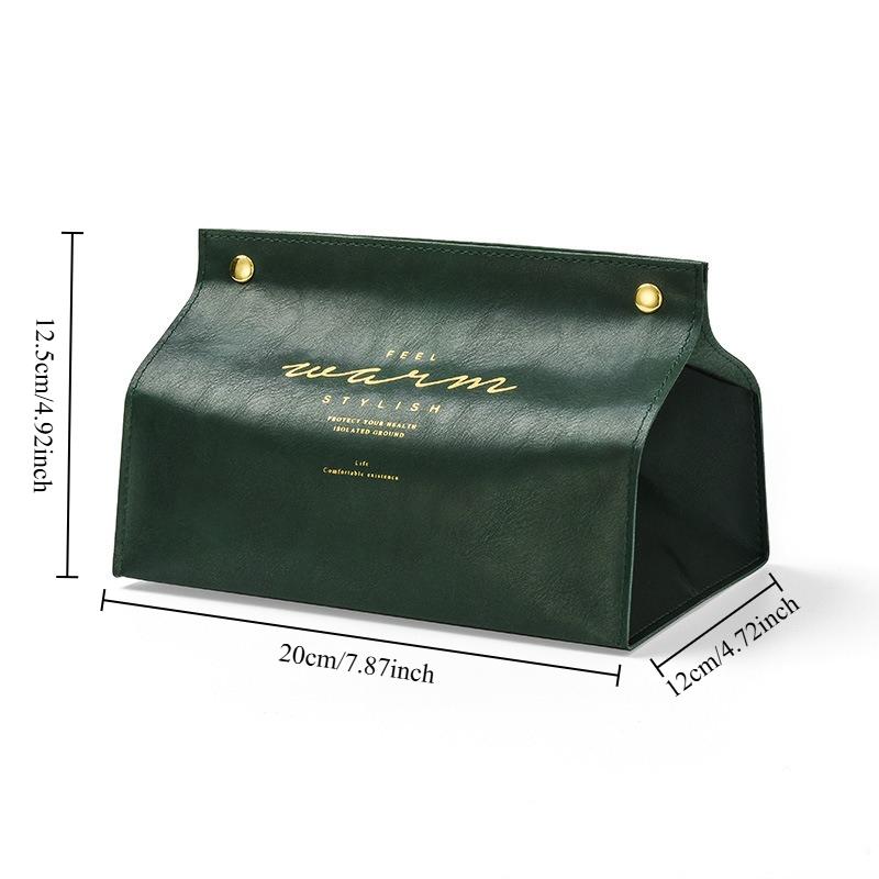 

1pc Leather Tissue Bag Ins Style Storage Holder for Living Room Office Car Dining Table Modern Home Decor зелёный