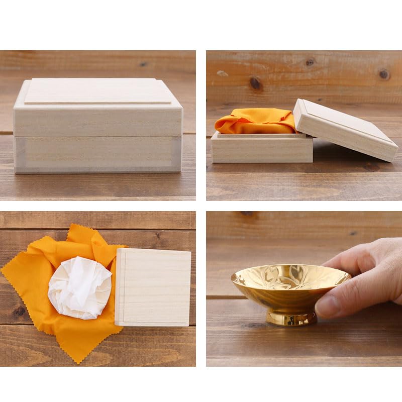 EAST Table Gold Glaze Cup Medium Sakura Mino Ware In Wooden Box Made In Japan 716-010