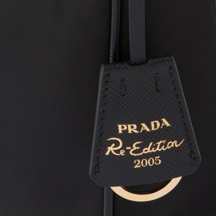 Prada Re-Edition 2005 Enamel Metal Triangle Logo Zipper Closure Recycled Nylon Mini Shoulder Tote Bag Women bags Black 1NE204-R064-F0632