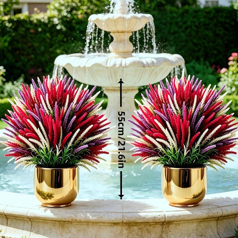 Artificial Tricolor Wheat Ears Fake Flowers Ground Stake Fake Flower Outdoor Garden Yard Patio Balcony Home Decoration