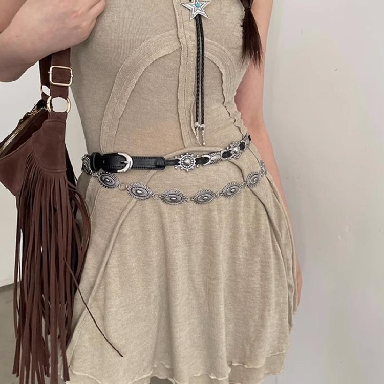 Female Belt Decorative Thin Waist Belt Black Leathers Belts for Dress Jeans