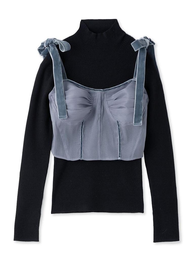 Snidel Knit Pullover Bustier Set Black Women's SWNT235158,