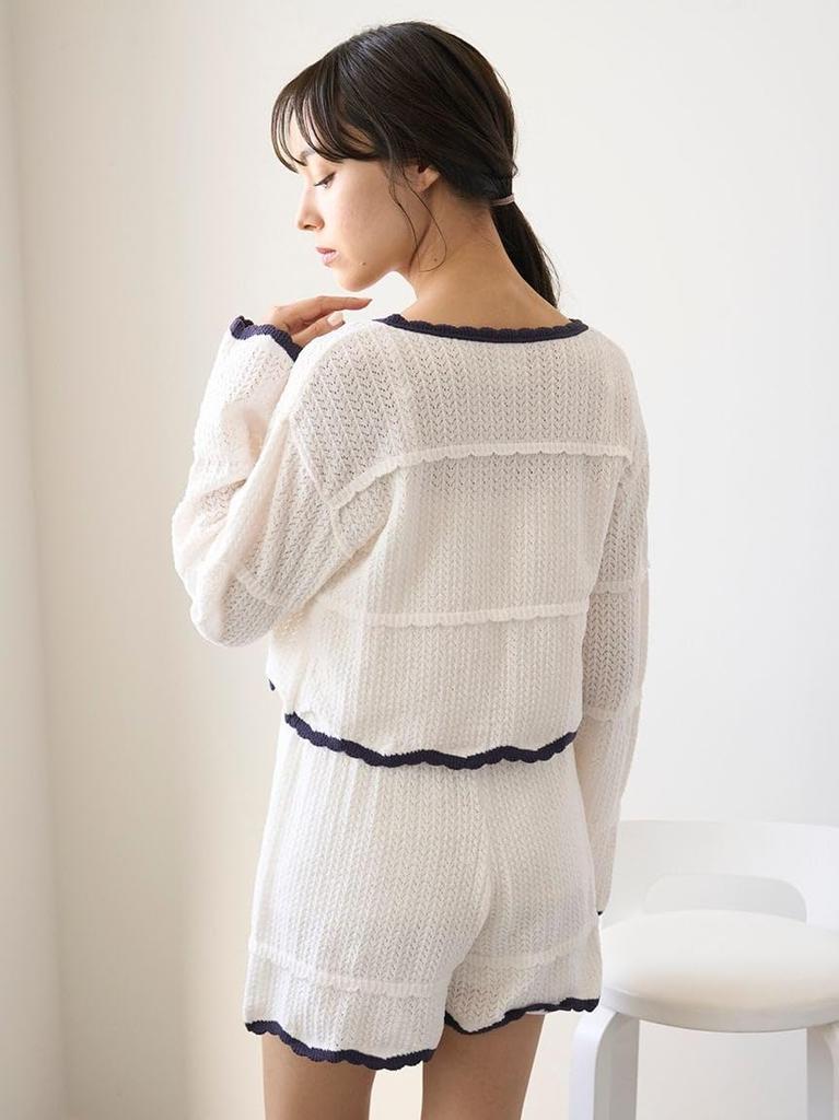 Gelato Pique Crochet Short Cardigan PWNT254057 OWHT Free Size Women's