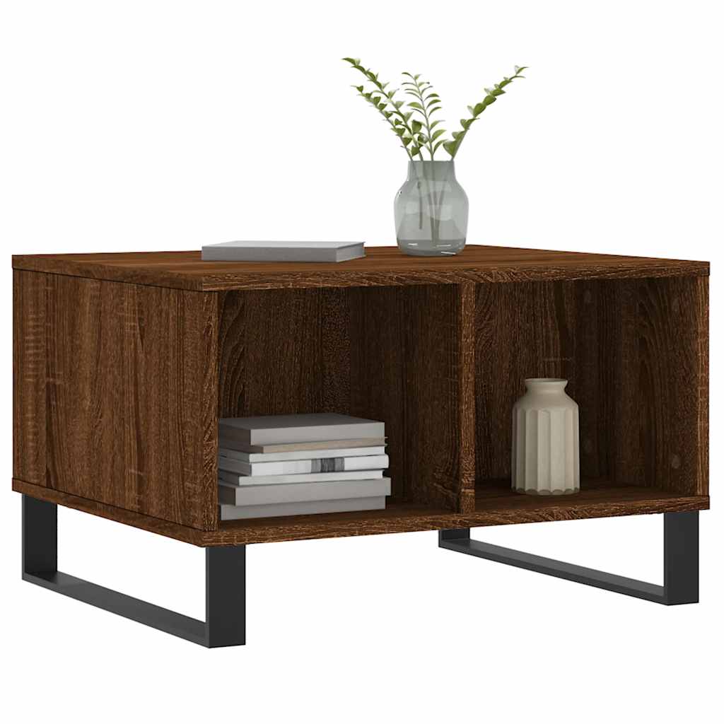 Coffee Table Brown Oak Effect 60 X 50 X 36.5 Cm Engineered Wood