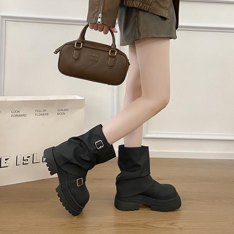 New small versatile platform Martin boots women's new summer heightening Maillard short boots