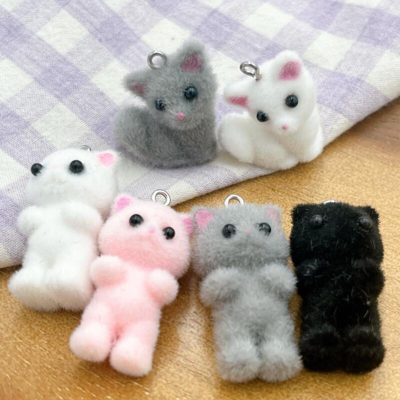 Cat Flocking Keychain 6-piece doll goods custom bag