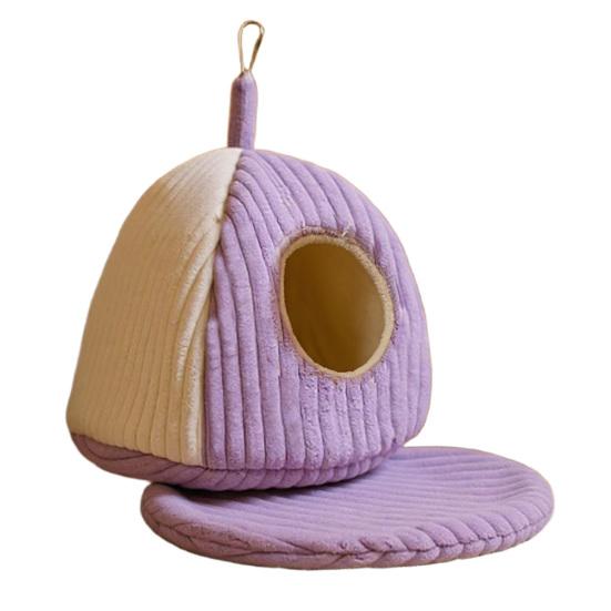 

Hanging Birds Nest Winter Warm Parrot Nest with Mat Birdcage Plush Hammock Bed for Parakeets Cockatiels Budgies Conures S фиолетовый