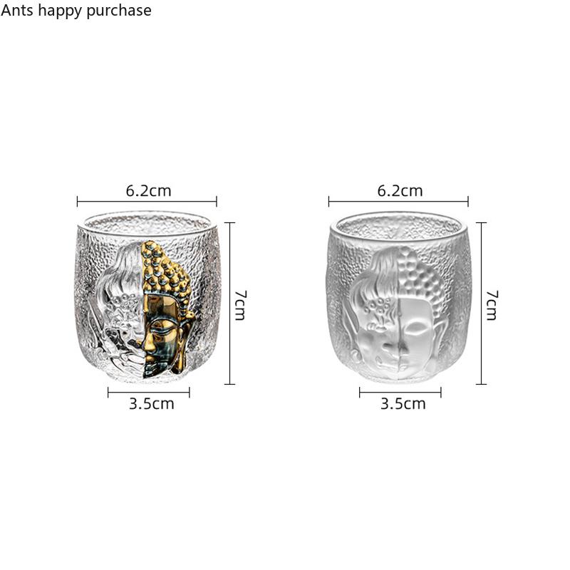 Soška Buddhy Skleněný šálek Kung Fu Čajový šálek Šálky na odpolední čaj Sklenice na vodu Skleněný hrnek Květinový čajový šálek Hrnek na mléko Hrnek na čaj Sklenice na víno Dárek