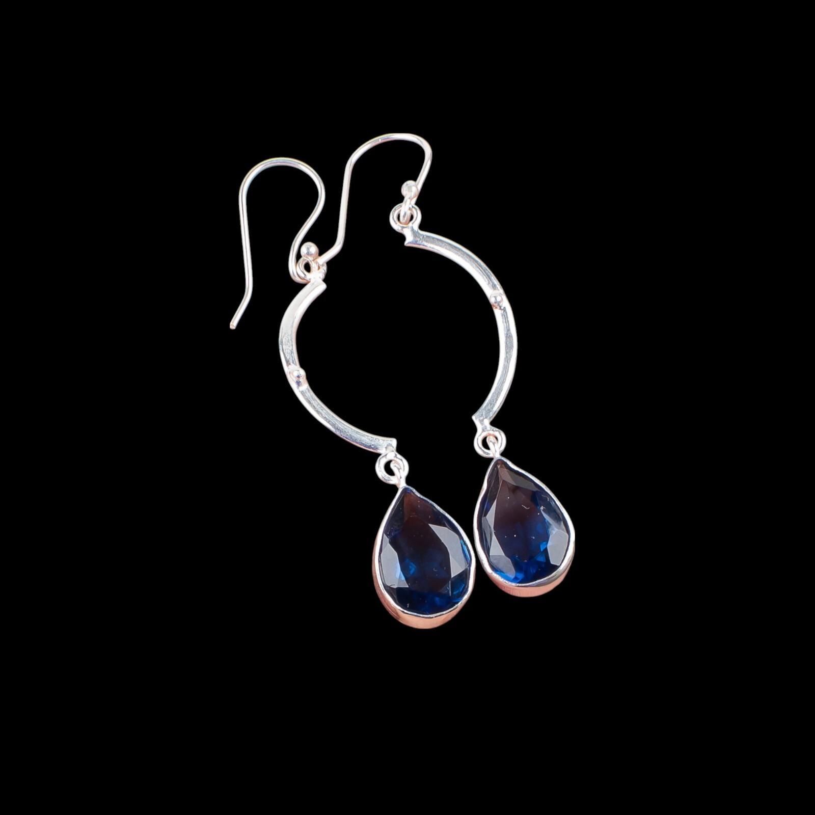 

London Blue Topaz Gemstone 925 Sterling Silver Jewelry Handmade Earrings 2.60 EE-43-5