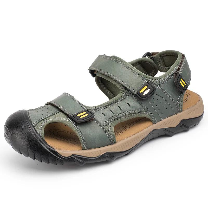 Mode Neue Mode Sommer Outdoor Strand Atmungsaktiv Herren Sandalen Echtes Leder Herren Sandale Mann Lässige Schuhe Übergröße 39-47