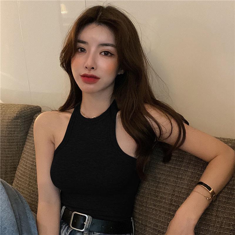 Slim Halter Neck Sleeveless Vest for Women - 2025 Spring/Summer Korean Style