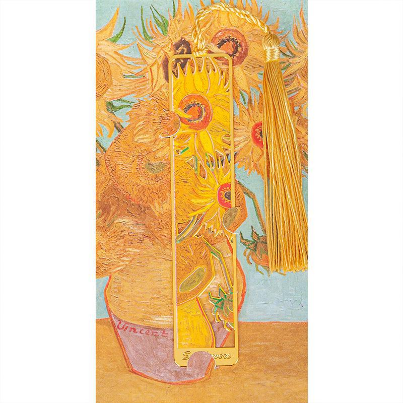 Set elegant de semne de carte metalice: Cutie cadou de Anul Nou pentru studenți, inspirată de pictura în ulei.