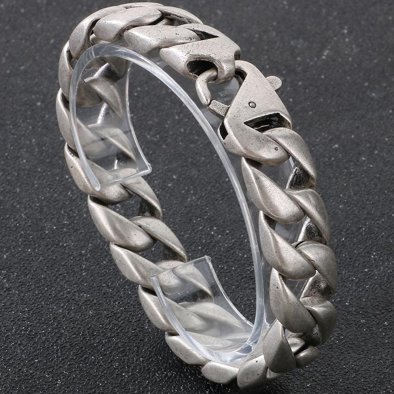 

Vacuum Plated Curb Cuban Link Chain Bracelet for Man 15MM Round Polished Matte Titanium Stainless Steel Men s Bracelets Jewelry 19.5CM старый серебряный