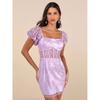 Foreign Trade Order Lu's Home Fashion Summer New Elegant Purple Lady Sexy Mesh Perspective Embroidery Gyaru Dress